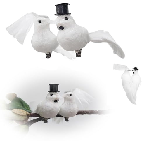 Weiße Tauben Modell,1 Paar Vogel skulptur Ornamente Spielzeug Vögel Tauben Hochzeitsdekoration Outdoor dekor Schaumstoff Decoraciones für Klein Hochzeitsdeko Künstliche Figuren Weiß Gastgeschenke