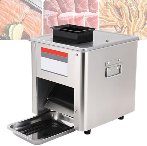 Máquina Cortadora de Carne Eléctrica Cortadora de Carne Comercial con Bandeja - Cuchilla de Acero Inoxidable de 850W para Desmenuzar Carne de Cerdo Deshuesada, Pollo y Pescado,15mm