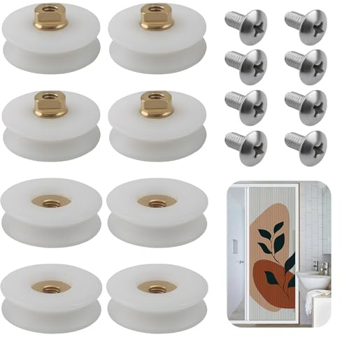 Set di 8 Ruote per Porte di Doccia, Diametro 22.5 mm, in Acciaio Inossidabile e Plastica, per Cabine Doccia, Vasche e Mobili