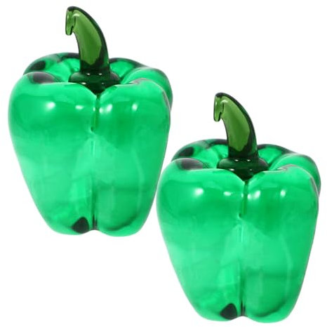 KONTONTY 2pcs Glass Bell Pepper Statue Unique Chili Decor for Home Office Table Desk Elegant Vegetable Ornament