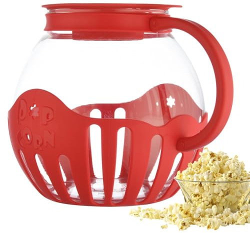 DAWCBVJQ 2.13 Litros 17×21×16,5cm Popper De Palomitas De Maíz Para Microondas Con Tapa Y Asa, Tazón De Palomitas De Maíz, Máquina De Palomitas Maíz Para Aperitivos, Recipiente Para Cocinar Palomitas