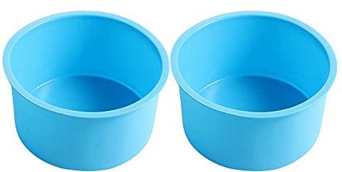 Mini stampi per torte in silicone, rotondi da 10 cm, antiaderenti, riutilizzabili, strumenti da forno per gelatina, mousse e dessert (blu, 2 pezzi)