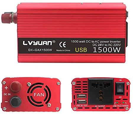 1500 W/2000 W Inverter di energia solare per auto DC 24 V a AC 220 V adattatore convertitore caricabatterie portatile presa universale accessori auto (2000 W 24 V)