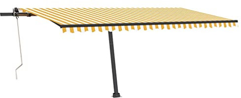 Standmarkise Automatisch 500x350 cm GelbWeiß - Pulverbeschichtetes Aluminium & 100% Polyestergewebe mit PU-Beschichtung - Perfekt für Terrasse & Garten - Langlebig & Wetterfest
