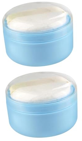 Hemobllo 2 Stück Puderquasten Kasten aus Kunststoff für Babypuder mit Integriertem Sieb zur Gleichmäßigen Anwendung im Alltag zu Hause und Unterwegs