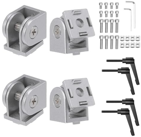 HSEANWWW 4Stück Gelenkverbinder Winkelverbinder Silber für 2020 Aluprofil 6mm Schlitz Einstellbar Gelenk mit Klemmhebel Drehgelenk für 3D Drucker Aluminium Extrusion Profil nach (4, 2cm*2cm Silber)