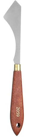 QUARKZMAN Couteaux à Peinture Outil Peinture 3.82 x 1.1 Lame En Acier Inoxydable En Forme larme 8.27 Longueur Spatula Couteaux à Peinture Avec Trou Manche En Bois Hêtre, Rouge/Argent