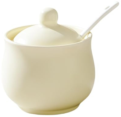 Zuccheriera in tinta unita da 200 ml con coperchio e cucchiaio, porta zucchero per bar, zuccheriera in ceramica