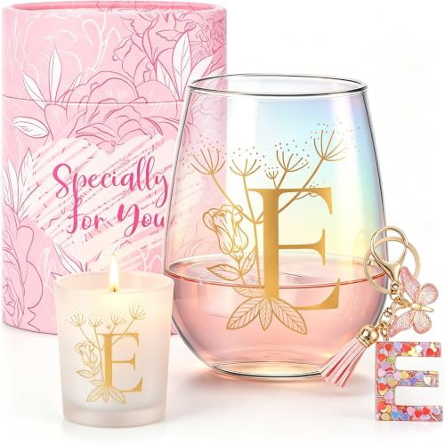 Personalisierte Geschenke Für Frauen Weingläser Ohne Stiel Mit Gravur Buchstabe Ausgefallene Weihnachts Geschenk,Geburtstagsgeschenke Für Frauen,Mama,Schwester,Freundin,Abschiedsgeschenk Kollegen