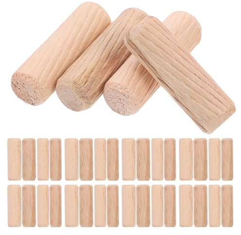 Kisangel 1000 Pezzi di Tasselli per Mobili in Legno Rotondi Scanalati da 6 Mm e 10 Mm, Perni di Centraggio per Falegnameria e Fai da Te, Bastoncini Grezzi Bordi Smussati per