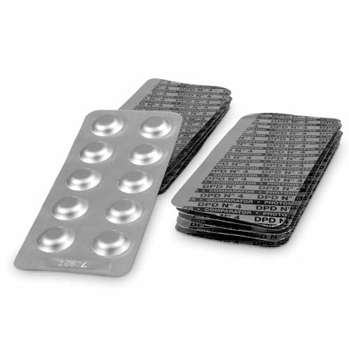 DPD 4 Photometer Tabletten Water-i.d. – Aktivsauerstoff-Testtabletten für Pool & Whirlpool – Für PoolLab 1.0/2.0 & PrimeLab – Made in Germany – Schwarze Blister-Schrift (100 Stück)