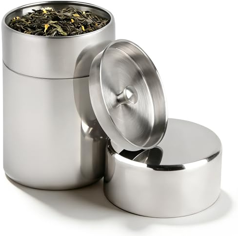 lalago 1 st. stålburk för te 400ml, vattentät behållare för korn Silver, multifunktionella kokkärl med dubbellock för te, kaffe, kakao, socker och kryddor
