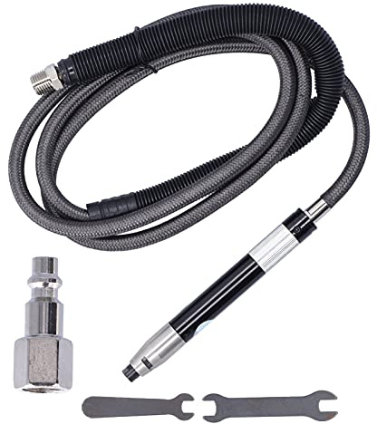 Lápiz de esmerilado neumático KP-6091, kit de esmeriladora de aire con velocidad de 65 000 rpm, herramienta de grabado de precisión con portabrocas de 3 mm para tallado en metal y (Estilo