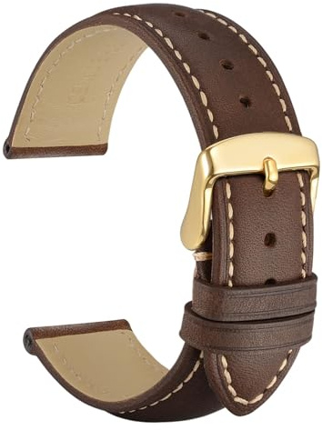 WOCCI Vintage Leder Uhrenarmbänder mit Schließe Gold, Ersatzarmband für Herren und Damen, Uhr Armband 14mm 15mm 16mm 17mm 18mm 19mm 20mm 21mm 22mm 23mm 24mm