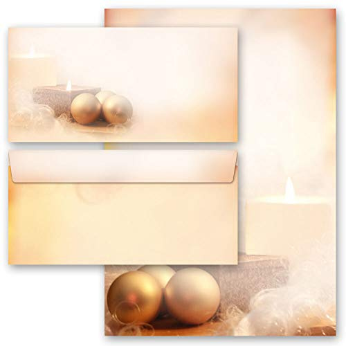 Briefpapier Set, 40 tlg. Weihnachtspapier, WEIHNACHTSZEIT Weihnachten 20 Blatt Briefpapier + 20 passende Briefumschläge DIN LANG ohne Fenster | Paper-Media