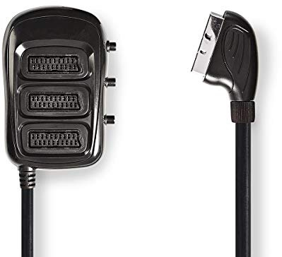 Schaltbare SCART-Box | SCART-Stecker - 3x SCART-Buchse | 0,5 m | Schwarz