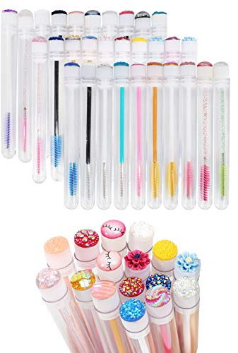 Disposable Mascara Brushes Diamond Eyelash Spoolies Makeup Brush Mascara Wand in Sanitary Tube Lash Supplies(20 Pcs, Mix)
