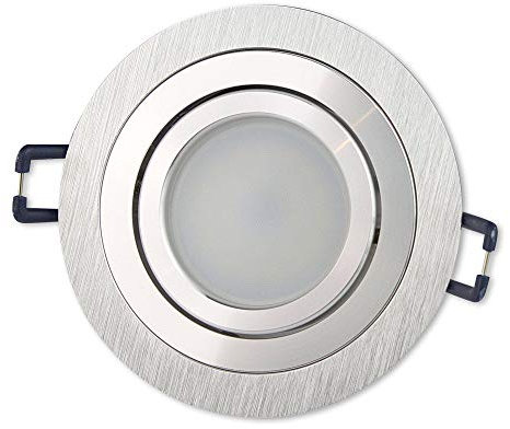 LED Einbaustrahler Edelstahl gebürstet - rund 7W warmweiß 12V flach - MR16 Einbauleuchte schwenkbar - 75-85mm Bohrloch Einbau-Spot Decken-Strahler Deckeneinbaustrahler Deckeneinbauleuchte