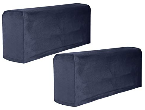 Garneck 2Pcs Stretch Fabric Armrest Covers Anti-Slip Spandex Recliner Armchair Couch Armrest Protector Furniture Protector Armchair Slipcovers Navy