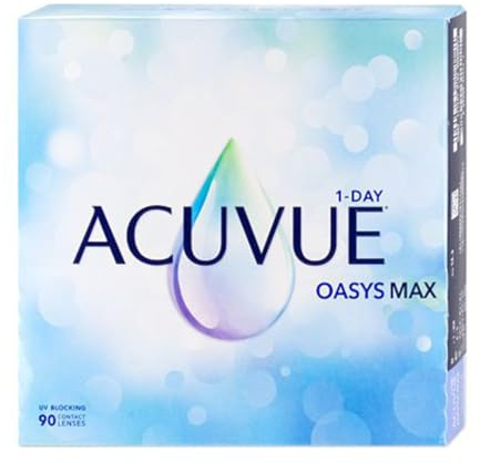 ACUVUE OASYS MAX 1-Day Tageskontaktlinsen – Helfen dabei, das Gefühl von müden & trockenen Augen zu reduzieren – 90 Tageskontaktlinsen mit -3.25 dpt und BC 8.5 – UV Schutz & angenehmes Tragegefühl