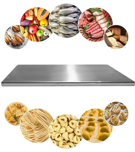 PRM Acciai Tagliere Acciaio Inox - Tagliere da Cucina e Spianatoia Acciaio Inox per Impastare Pizza, Pane, Pasta Sfoglia, Cioccolato e Dolci. - 1100x500 Piega Frontale 20mm. No Alzatina Paraschizzi.