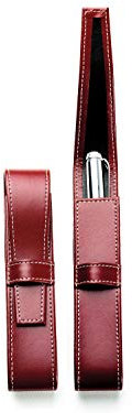 DELMON VARONE - Personalisierbares Schreibgeräte Etui Cambridge Top Grain Leder Rot, Echtleder Stifteetui mit Verschlusslasche für 1 Schreibgerät, Federetui für hochwertige Kugelschreiber & Füller