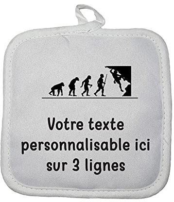 Manique Gant de Cuisine Pictogramme Evolution Escalade avec Texte Personnalisable
