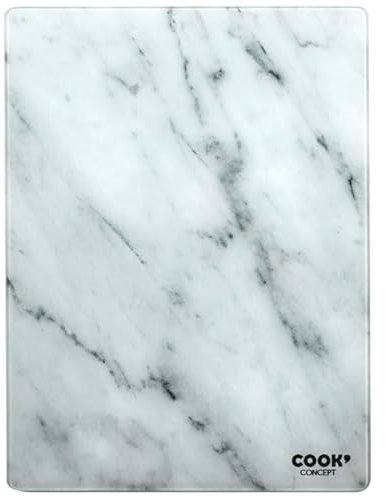 Planche à Découper en Verre Marble 40cm Blanc