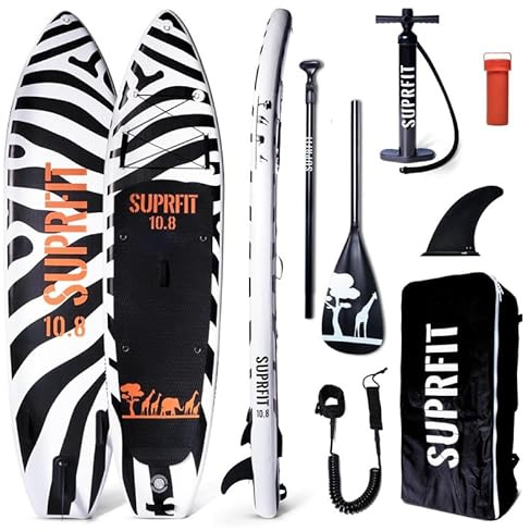 SUPRFIT Stand Up Paddling Board, SUP Board als aufblasbares Komplett-Set, Stand Up Paddle Board mit doppelter PVC Schichtung, Stand-Up Paddling, Standup Paddleboard - 330 x 81 x 15 cm bis max.150 kg