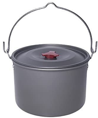 Faitout de camping avec couvercle anti-corrosion pratique pour 5 à 8 personnes en alliage d'aluminium Gris 22 cm