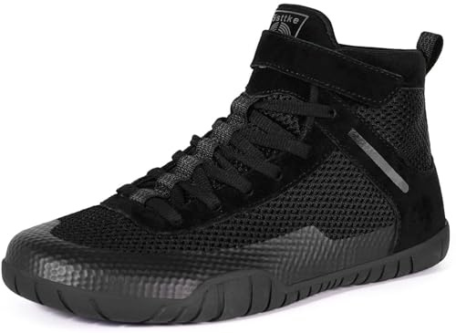 Wrestling Shoes Mens Boxing Shoe Fitness Weightlifting Powerlifting Zero Drop Sole Black,8 Wide