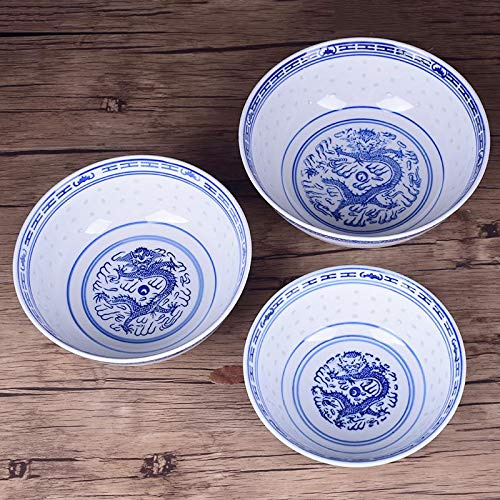 YAHU 4,5/5/6/7/8/9 Zoll blau und weiß Porzellan Ramen Schüssel chinesische Keramik Reisschalen Drachenmuster Geschirr Vintage