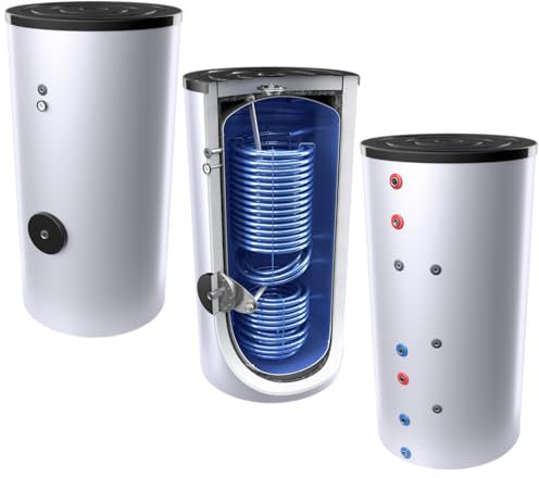 1000L emaillierter Hochleistungs-Solar-, Warmwasserspeicher/Trinkwasserspeicher/Wärmepumpenspeicher EEK: C, mit 2 doppelt gewickelten Wärmetauschern inkl. Isolierung, Magnesiumanoden u.Thermometer