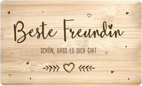 Tassenbrennerei Frühstücksbrettchen mit Spruch - Beste Freundin Schön, dass es Dich gibt - Echtholz Made in Germany - Geschenk für beste Freundin
