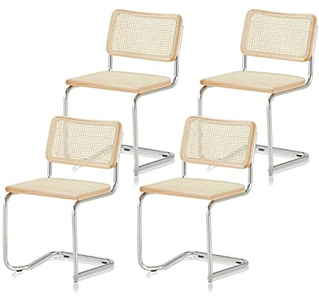 KHG 4er-Set Schwingstuhl Freischwinger Chrom Made in Italy, für Esszimmer