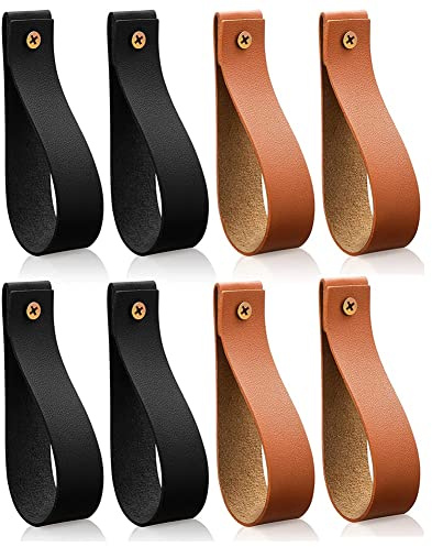 Qezodsx 8 StüCk PU-Leder-Wandhaken, Wandbehangriemen, Pu-Leder-Gardinenstangenhalter, Handtuchhalter für Wand-Kunstlederriemen