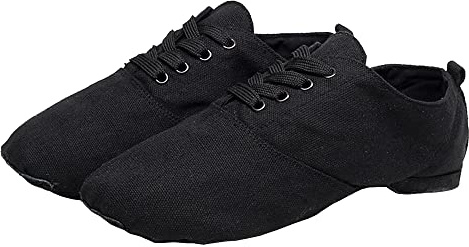 Zapatos de jazz para mujer Negro,Zapato de jazz para hombre,Lona con suela de cuero Zapatos profesionales de jazz, Negro , 43 EU