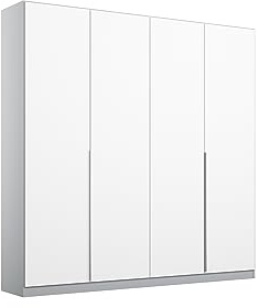 Rauch Möbel Alabama, Kleiderschrank, Farbe Weiß/Seidengrau, Breite 181 cm | Schrank, 4-türig, Zubehör Premium, für Schlafzimmer, Kinderzimmer, Garderobe, Flur