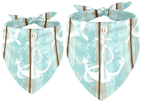 Hundehalstuch, Meeresschiff, Boot, Anker, marineblau, Chiffon-Bandana, dreieckiges Lätzchen, Zubehör für kleine, mittelgroße und große Hunde, Welpen, Haustiere, 2 Stück