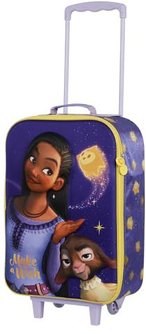 Disney Valigia Trolley Soft 3D, 17 x 33 x 52 cm, Capacità 26 L, Lilla Wish