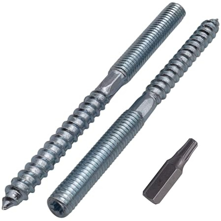 SKIR'CO (4 Stück) Stockschrauben M8 x 100 mm, Dübelschrauben mit Doppelgewinde, Doppelkopfschrauben