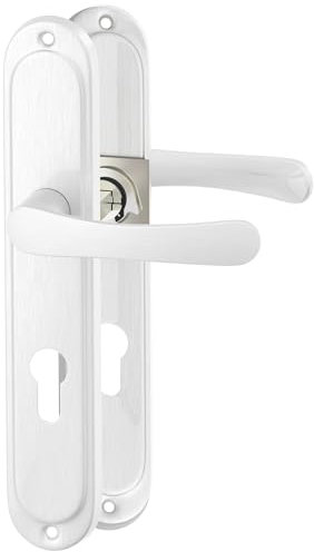 ERGO line MALMO Silber, klassische Türbeschlag Türgriff PZ - Profilzylinder Set Langschild Drückergarnitur, Türbeschlag, Türklinke, Türdrücker