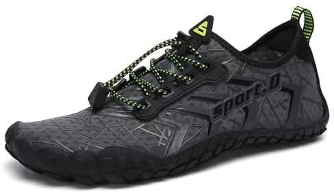 UBFEN Water Shoes Aqua Swim Shoes Mens Womens Beach Sports Quick Dry Barefoot for Boating Fishing Diving Surfing Grey Color Size US 11 Women 9.5 Men