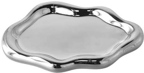 Nivofu Schmucktablett Keramik Schmuckteller Ringschale Uhren-Schlüssel-Tablett Unregelmäßige Schmuckschale Frauenfür Ring Uhren Schlüssel Ohrringe Halsketten Geburtstag Muttertag (Wolke, Silber)
