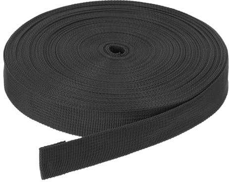 DMiotech 22.8 M x 2.5cm Breite Gurtband, Nylon-Gurtband, Gurt zum Befestigen, Polypropylen Flachgurtband für DIY Handwerk Rucksackgurte, Nähen, Outdoor-Ausrüstung, Schwarz