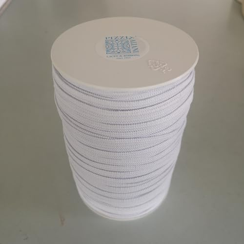 PIZZITALIANI Cinta elástica para Costura Blanco - Altura 5 mm, Paquete de 100 m, Plana y Suave, Banda elástica para Sastre, Goma elástica, Accesorios de Costura