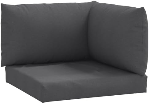 vidaXL Palettenkissen 3-TLG., Palettenauflage für Europaletten, Palettenpolster Palettensofa Outdoor, Sitzkissen Rückenkissen Seitenkissen, Melange Anthrazit Stoff