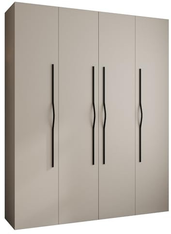 MEBLE KRYSPOL Como 2 Schrank mit 4 Türen - Kleiderschrank - Garderobe - Aufbewahrungsschrank für Schlafzimmer, Jugendzimmer, Kinderzimmer - 245,5x200x40cm - Kaschmir, Schwarz