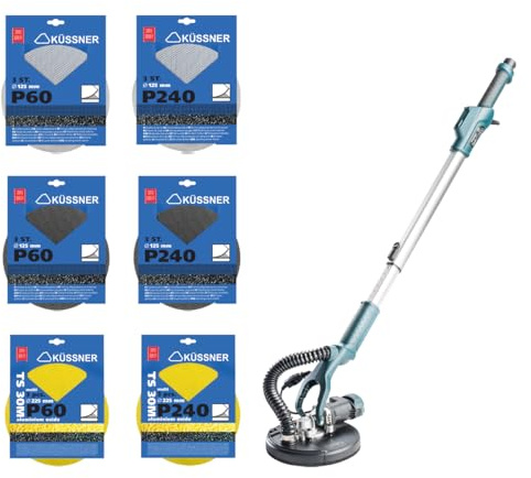 Set: smerigliatrice giraffa da 650 W e 18 pezzi di rete abrasiva mix, SOFT, multi diametro 225 mm 60,240