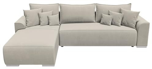 BROMARKT Ecksofa mit Schlaffunktion Couch Schlafsofa mit Bettkasten L Form Sofa für Wohnzimmer Wohnlandschaft dreisitzer 280x184x85 cm Eckcouch für Wohnzimmer Sydney Beige